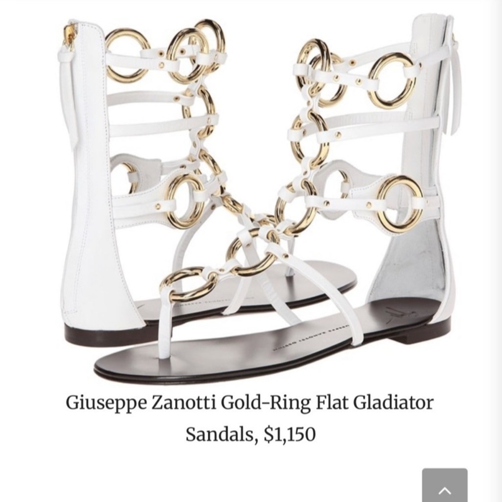 Giuseppe Zanotti White and Gold Gladiator Sandals in great condition. Sz 38.5